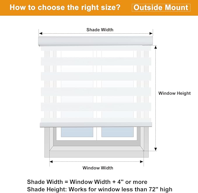 Persilux Cordless Zebra Blinds for Windows (27" W X 64" H, White) Free-Stop Roller Windows Shades Dual Layer Light Control for Day and Night, Light Filtering Sheer Shades for Home, Easy to Install