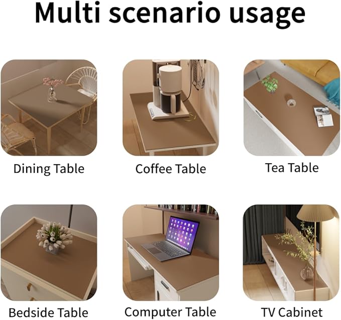Desk Cover Protector - Used for Square Table Waterproof and Easy to Clean Good Flatness Easy to Used for Dining Table(Mud Color+Champagne Gold 44x44)