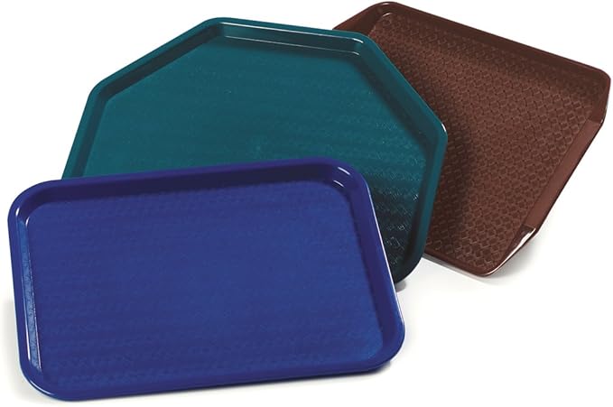 Carlisle FoodService Products Cafe Cafeteria Tray Meal Tray, Fast Food Tray with Patterned Surface for Cafeterias, Fast Food, and Dining Room, Plastic, 14 x 18 Inches, Chocolate, (Pack of 12)