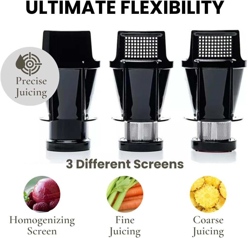 Cold Press SANA 707 Classic Horizontal Single Auger Slow/Low Speed Juicer | Easy Clean, Powerful Motor, Auto Feed, Compact, Celery Attachment, Frozen Desserts, Pasta Extrusion, 15 Year Warranty, White