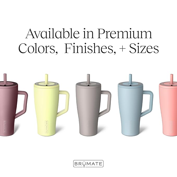 BrüMate Era 40 oz Tumbler with Handle and Straw | 100% Leakproof Insulated Water Bottle Tumbler with Lid and Flexible SoftSip Straw | Made of Stainless Steel | Cup Holder Friendly | 40oz (Neon Pink)