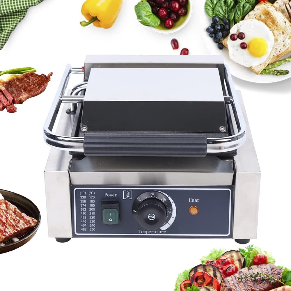 1800W Electric Press Sandwich Maker and Griddle Grill, Open Flat Mini Sear and Press Grill Indoor with Non-Stick Coated Plate for Quesadillas, Burgers, Breakfast