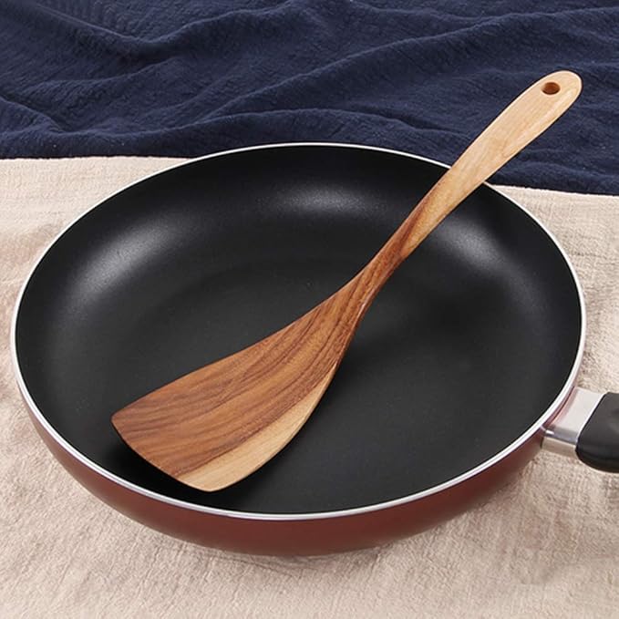 7 Pcs Acacia Wood Cooking Utensils Set Large Wooden Spoons for Cooking Spatula Salad Mixing Spoon Non Toxic Utensil for Kitchen Use Spatulas Non Stick Turner Slotted Serving Spoon Kitchen Utensils