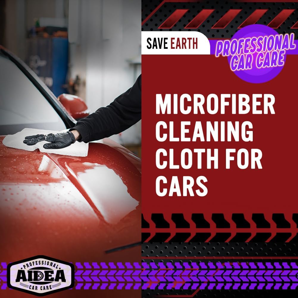 AIDEA Microfiber Cleaning Cloth White 10PK, Microfiber Towels for Cars, Premium Car Cloths, Dusting Cloth Lint Free Cleaning Rags for SUVs, House, Kitchen, Window, Workshops,12×12"