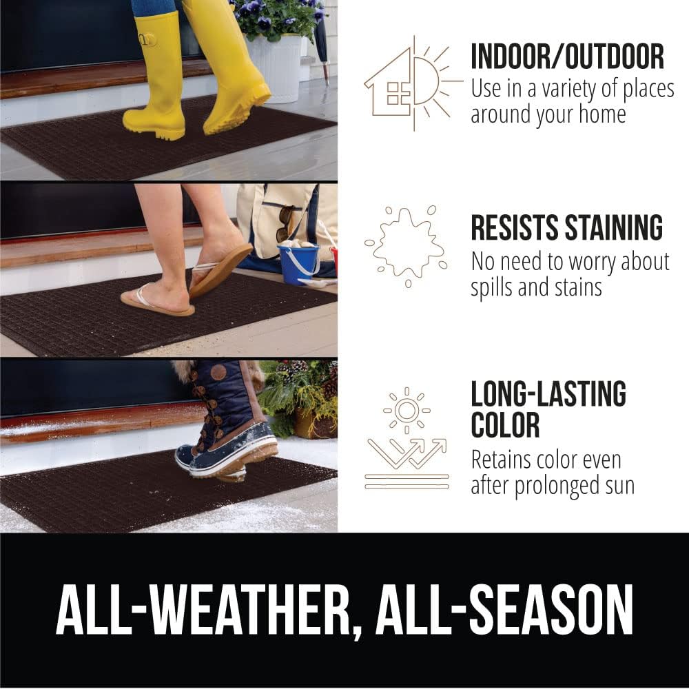 GORILLA GRIP Front Door Mat, 72x24, Indoor Outdoor Ultra Absorbent HydroAbsorb Doormat, Absorbs Up to 2.75 Cups of Water, Stain and Fade Resistant, Rubber Backing Doormats, Captures Dirt, Coffee