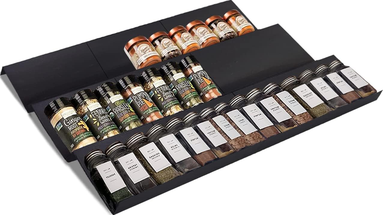 Artibear Expandable Drawer Spice Rack Organizer for 8" to 24" Kitchen Cabinets Drawer Tray Insert, Set of 9