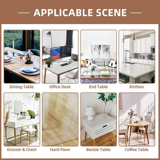 Warmstar Clear Table Cover Protector 18 x 48 Inch,1.5mm Thick Plastic Table Cover Rectangle,PVC Clear Table Protector,Desk Protector Mat for Kitchen, Dresser, Writing Desk，Dining Room Table