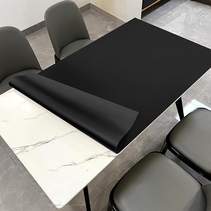 Leather Table Pad,1.8mm Thick,40x84 Inch,Dining Table Pad,Table Pads for Dining Room Table Rectangular,Table Protector for Dining Room Table,Table Top Protector(Black+Black,40x84)