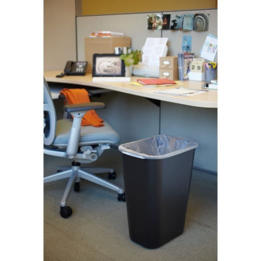Rubbermaid Commercial Products Deskside Wastebasket/Trash Can, 10.25-Gallon/41-Quart, Black, Plastic, Garbage Can for Home/Office, Fits Under Desk/Sink/Cabinet, Pack of 4