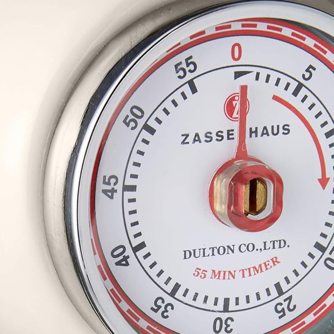 Zassenhaus Magnetic Retro Kitchen Timer, Classic Mechanical Cooking Timer (Cream)