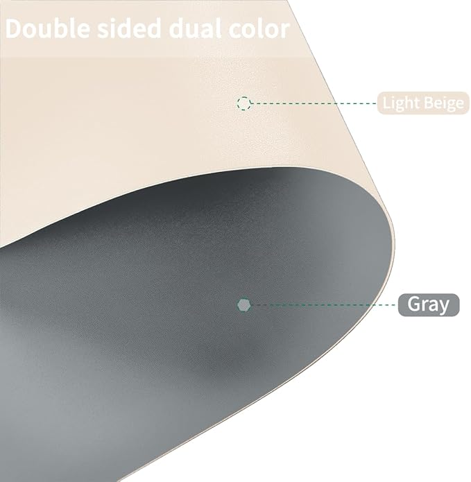 Table Pad for Dining Room Table - Can Be Used On Both Sides Waterproof and Easy to Clean Good Flatness Used for Dining Table(Off White+Light Gray 44x72)