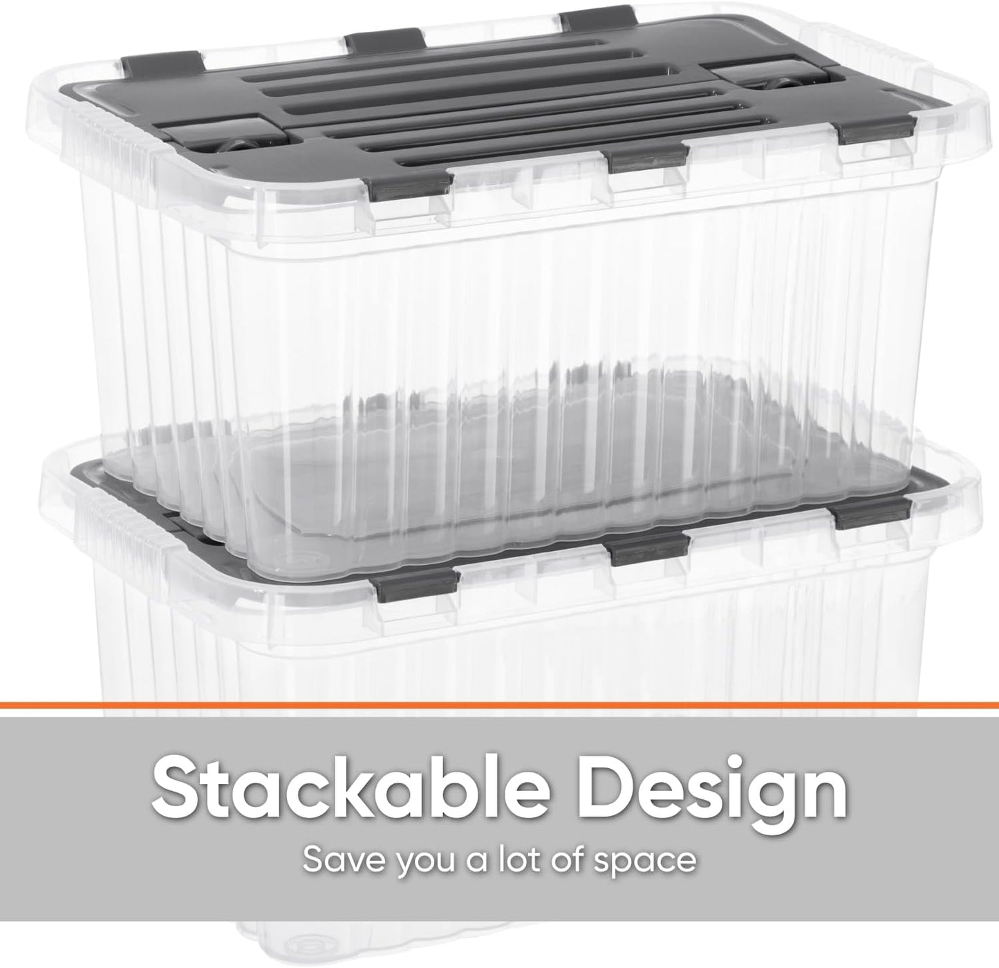 Superio 26 L Deep Storage Container with Hinged Lid (4 Pack)