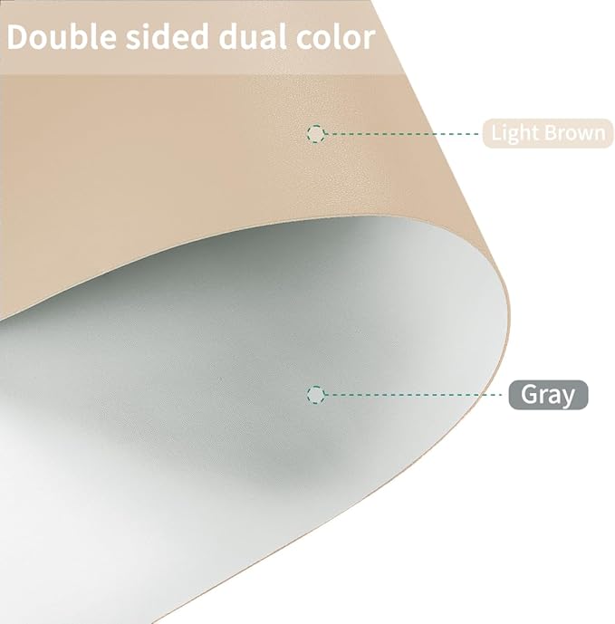 Desk Cover Protector - Used for Square Table Waterproof and Easy to Clean Good Flatness Easy to Used for Dining Table(Light Brown+Gray 44x44)