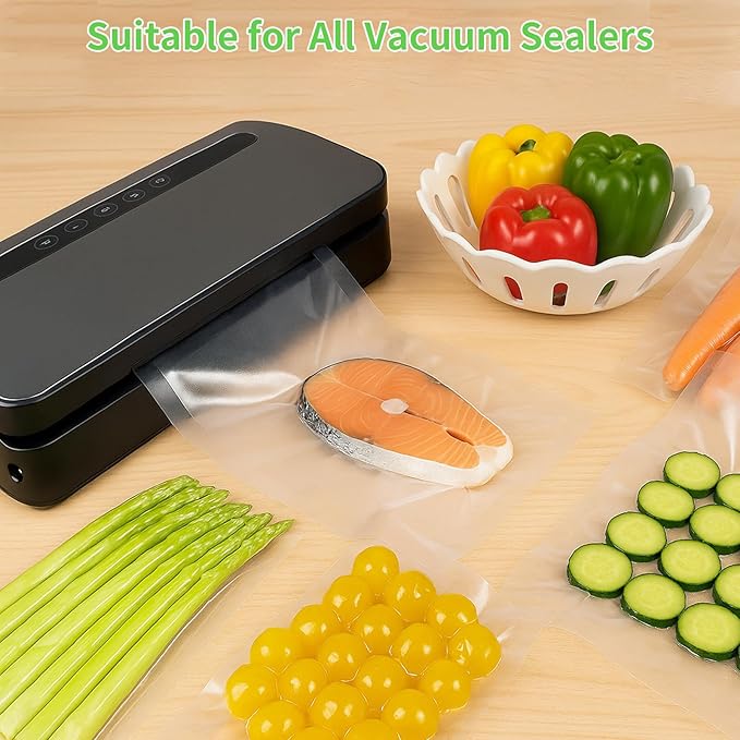 MakMeFre 100 Pint Size 6" x 10" Vacuum Sealer Bags with BPA Free and Heavy Duty,Great for Food Storage Vaccume Sealer PreCut Bag