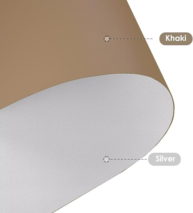 Leather Table Cover,1.8mm Thick,17x72 Inch Desk Cover,Dresser Cover Top,Dresser Protector Top,Dresser Cover,End Table Cover.(Khaki+Silvery,17x72)