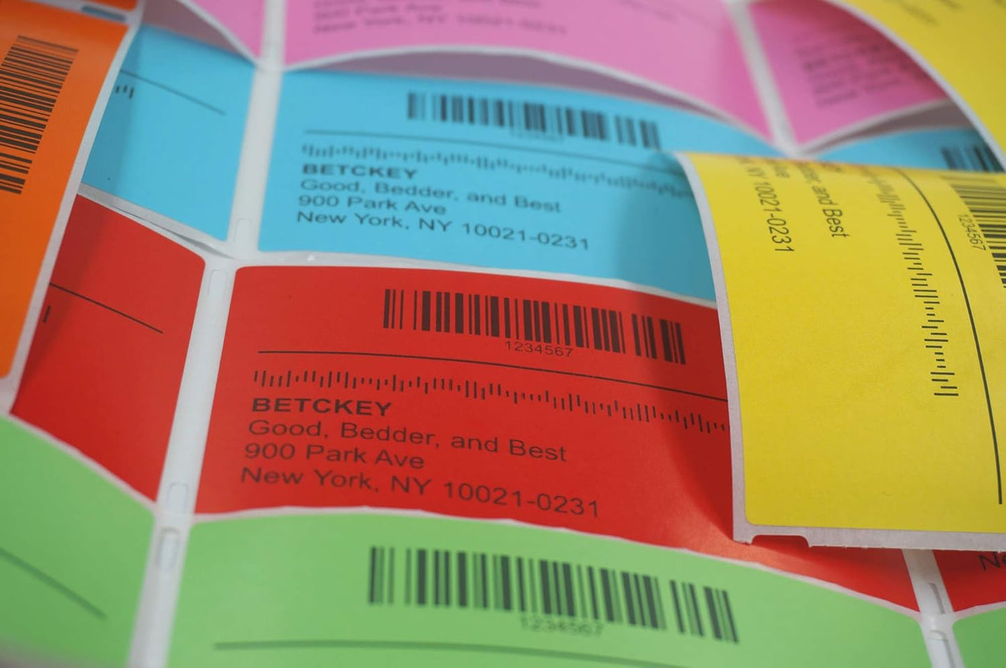 BETCKEY - 1" x 2" Barcode & Address Labels Compatible with Zebra & Rollo Label Printer,Premium Adhesive & Perforated [Yellow, 6 Rolls, 4500 Labels]