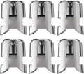 Champagne Stopper 6 Pack Stainless Steel Champagne Save with Food Grade Silicone，Leak-Proof Bubble Retaining Saver，Suitable for Champagne Prosecco Cava and Sparkling (Silver)