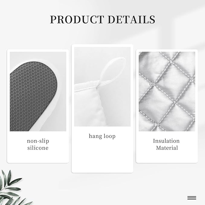 Oven Mitts and Pot Holders Mushroom Botanical Leaf Vintage Silicone Kitchen Accessories Set of 4 Heat Resistant Long Gloves Potholder Non-Slip Grip for Chef Cooking Baking Grilling BBQ