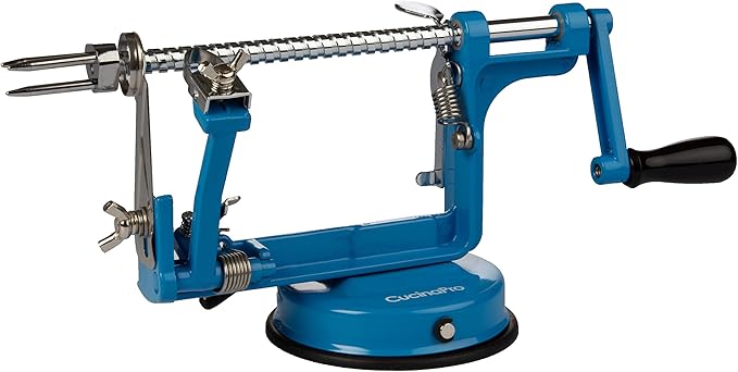 Apple Peeler and Corer - Durable, Heavy Duty Chrome Cast Iron with Powerful Countertop Suction, Hand Crank for Fruits, Apples, Potatoes or Veggies, Fall Picking Season and Holiday Pie Making Essential