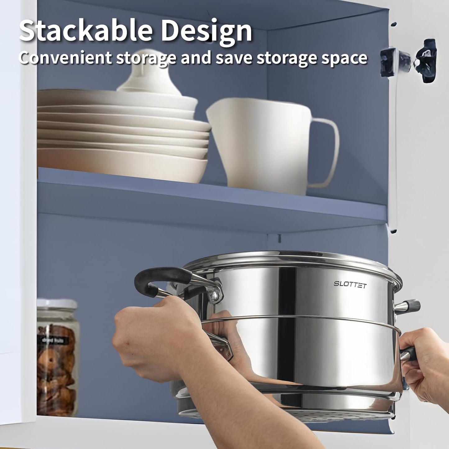 6 Quart Stainless Steel Stock Pot with Steamer,6 Qt Multipurpose Stockpot with Stay-cool silicone Handle and Glass Lid,Soup Pot for Cooking