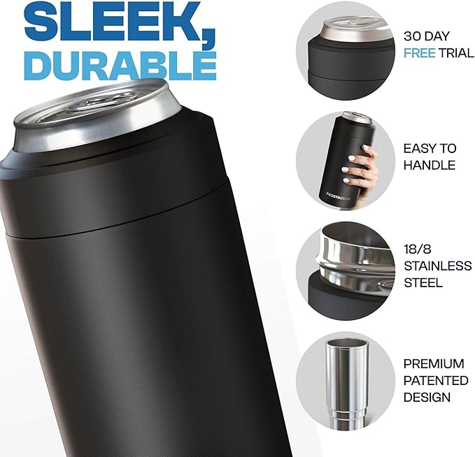 Frost Buddy Universal Can Cooler - Fits all - Stainless Steel Can Cooler for 12 oz & 16 oz Regular or Slim Cans & Bottles - Stainless Steel (Purple Glitz)
