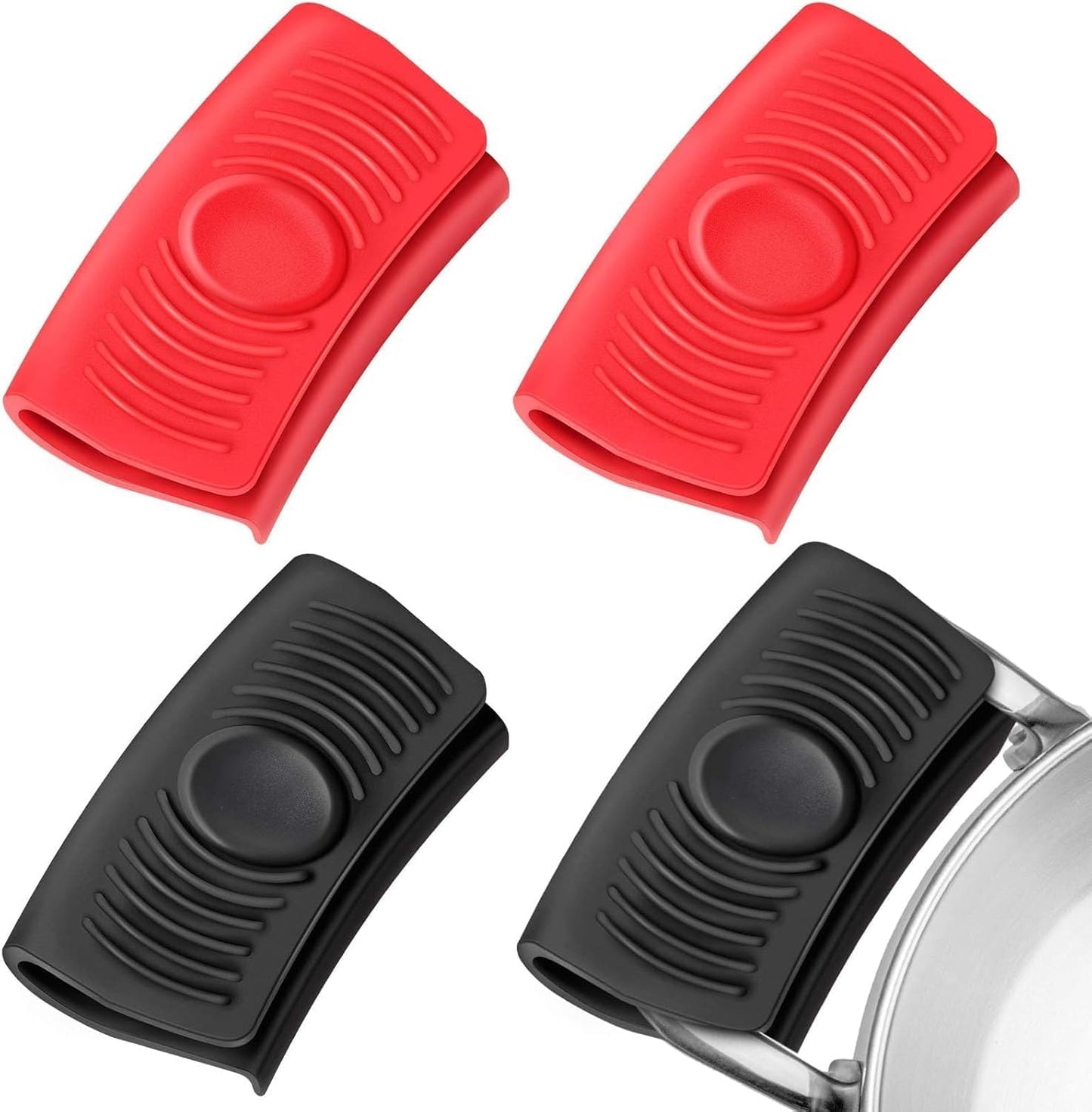 2 Pairs Silicone Assist Hot Handle Holder XX915 Hot Skillet Handle Covers Pot Holder Sleeve Cast Iron Skillets Nonslip Heat Resistant for Kitchen Pot Pan Cookware