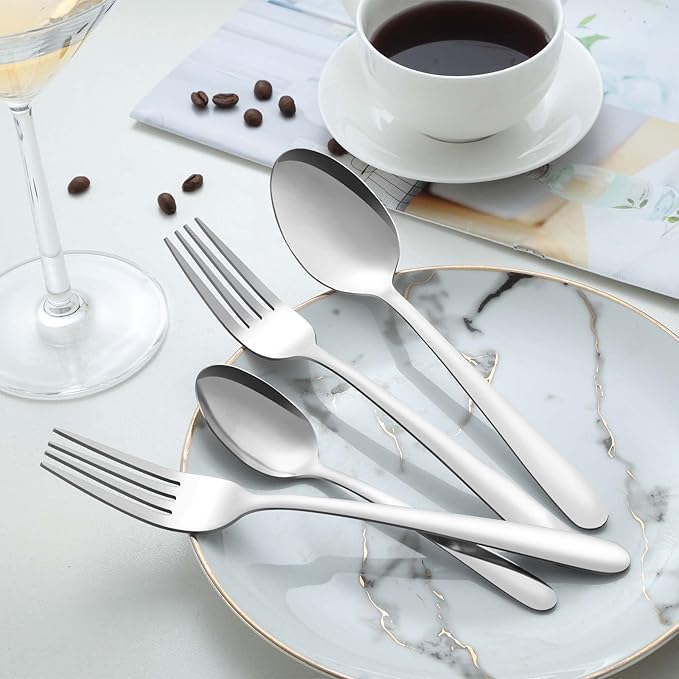 Pleafind 24-Pcs Dinner Forks, 7.1 Inch Forks Silverware, Silverware Forks, Stainless Steel Forks, Mirror Polished Forks Silverware Set, Forks Use for Home, Kitchen or Restaurant, Dishwasher Safe