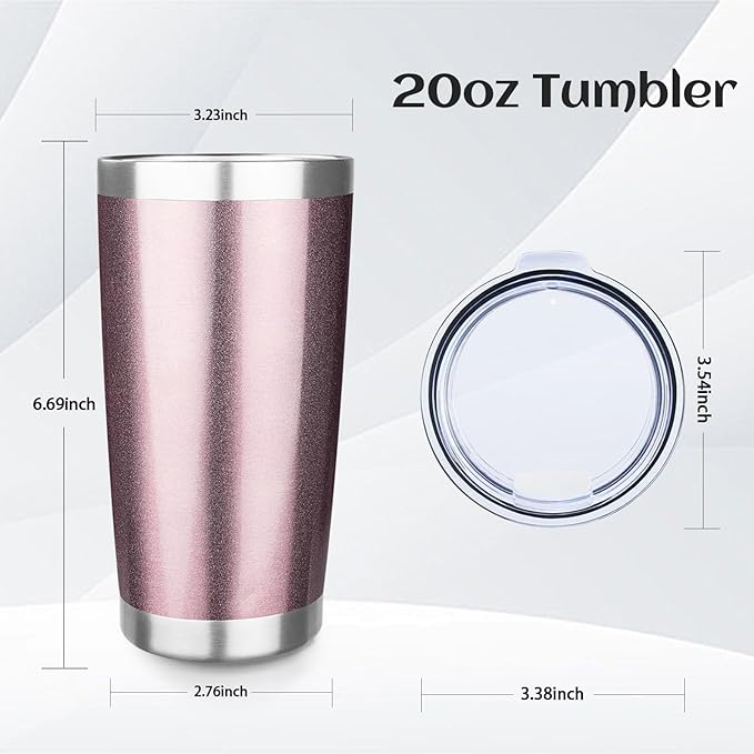 StarSpeed 20oz 8 pack Insulated Tumblers with Lid Stainless Steel Double Wall Tumbler Travel Coffee Cups Powder Coated Tapered Metal Thermal Mug Indoor Outdoor for Hot and Cold Drinks