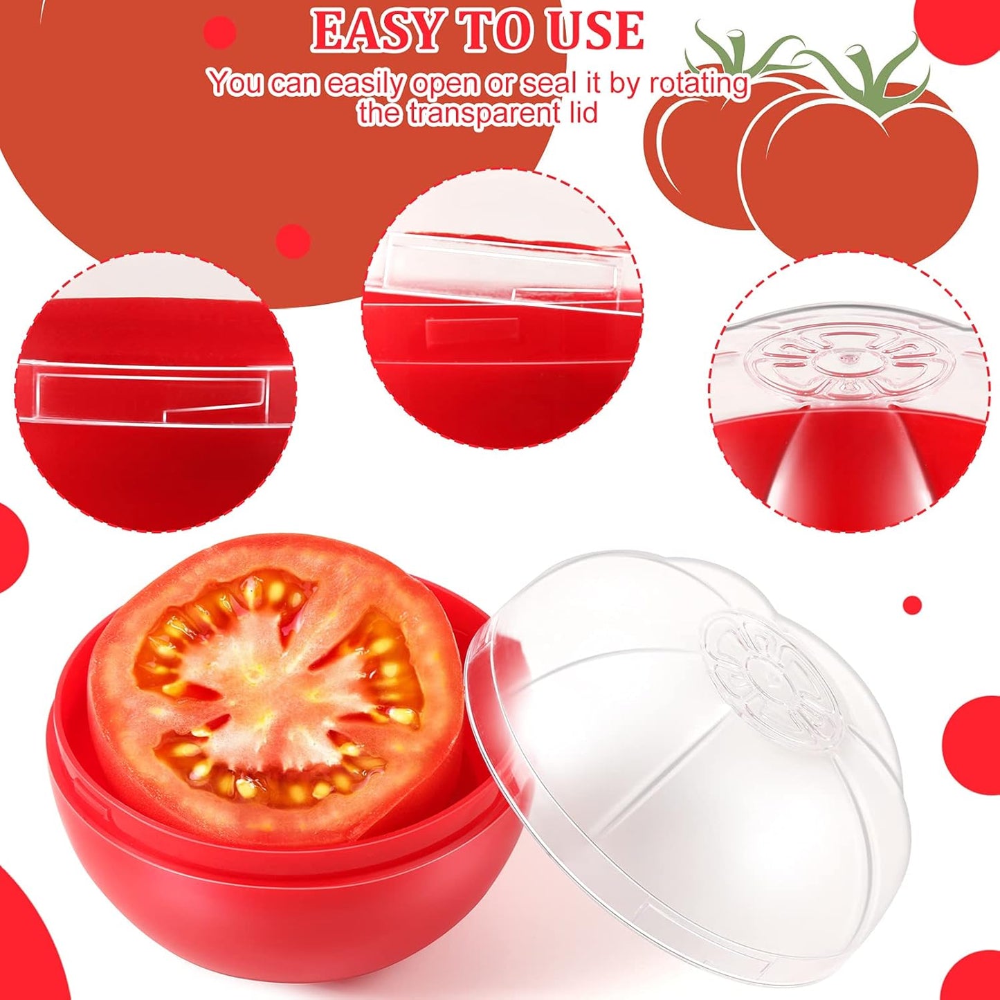 Vegetable and Fruit Storage Containers for Fridge, 3 Pieces BPA Free Reusable Food Saver - Tomato, Lemon, Onion Keeper Holder - Refrigerator Vegetable Crisper for Keeping Food Fresh Longer
