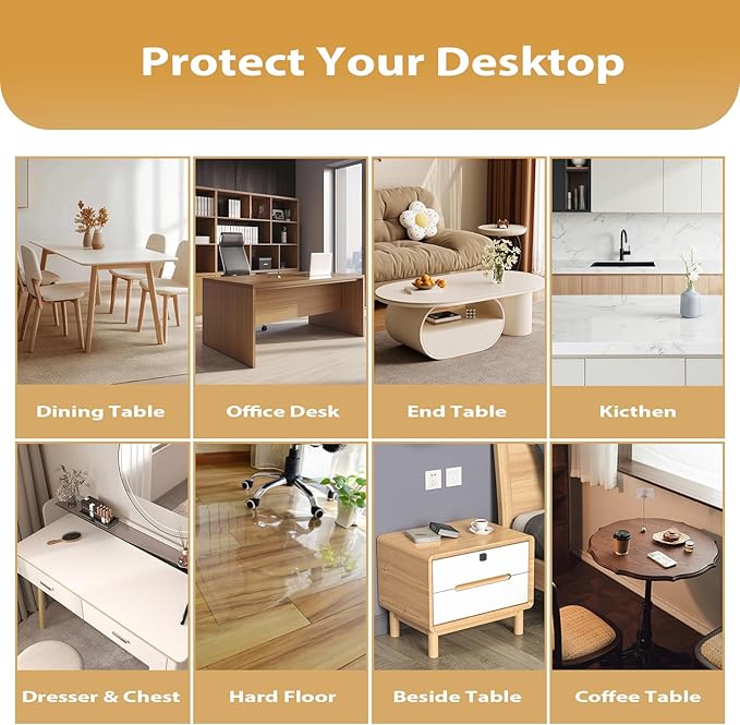 Clear Table Protector 42 x 84 Inch, 1.4mm Thick Waterproof PVC Plastic Table Cover, Durable Table Pad for Dining Room, Kitchen, Writing Desk, and Coffee Tables
