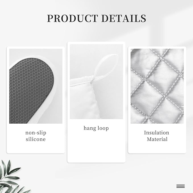 Sage Green Eucalyptus Oven Mitts and Pot Holders Sets Silicone Watercolor Plant Leaves Floral Kitchen Oven Mitts Hot Pads Heat Resistant Potholders Kitchen Mitts Set for Baking BBQ Cooking