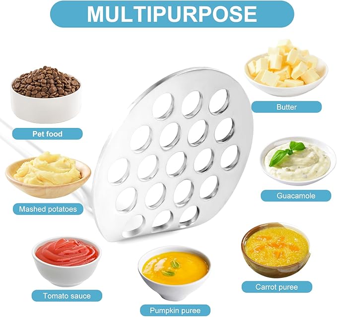 Small Avocado Masher - Stainless Steel Potato Masher，Mashed Potato Masher Kitchen Tool，Heavy Duty，8.7" Mini Bean Smasher for Vegetables & Fruits - Effortless Guacamole Preparation, Dishwasher Safe