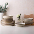 AmorArc Ceramic Dinnerware Sets,Handmade Reactive Glaze Stonewre Plates and Bowls Sets,Highly Chip and Crack Resistant | Dishwasher & Microwave Safe Dishes Set,Service for 4 (12pc)
