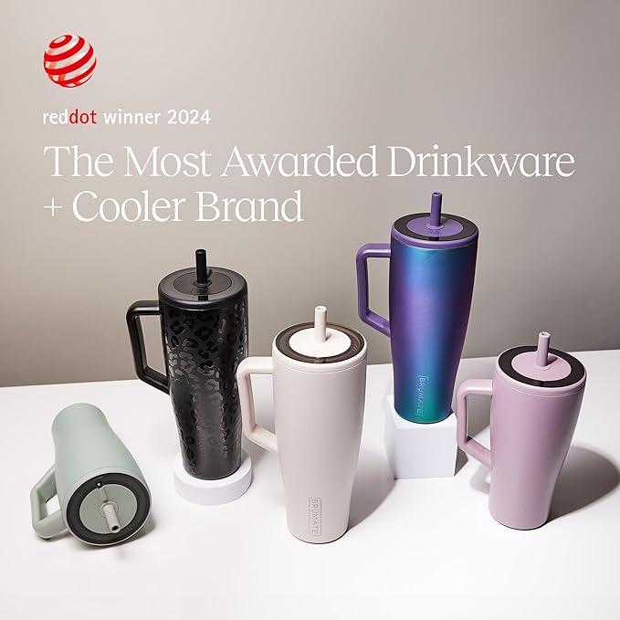 BrüMate Era 30 oz Tumbler with Handle and Straw | 100% Leakproof Insulated Water Bottle Tumbler with Lid and Flexible SoftSip Straw | Made of Stainless Steel | Cup Holder Friendly | 30oz (Kiwi)