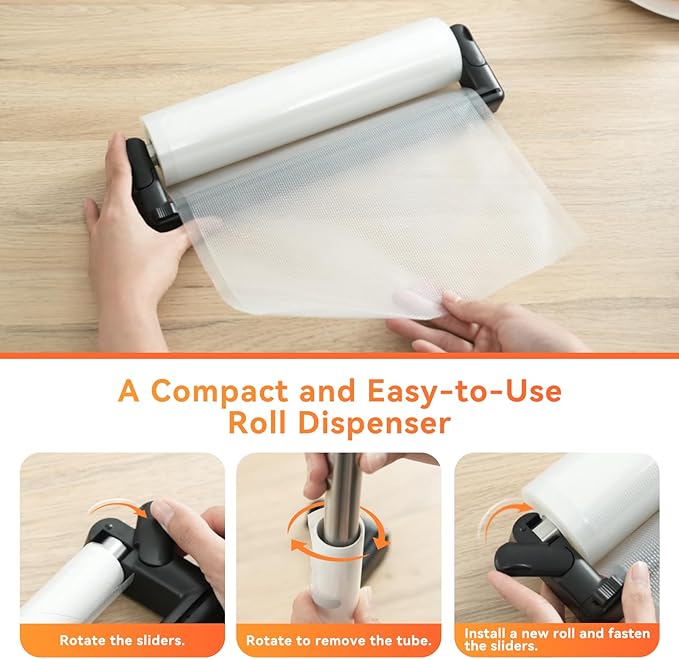 Rolls with Dispenser - 4 Pack 2 Rolls 8"x20' & 2 Rolls 11"x20', Vacuum Sealer Bags, Leakproof Heavy Duty Food Storage for Sous Vide, Meal Prep, Freezer, Compatible with Food Saver, Wevac Core