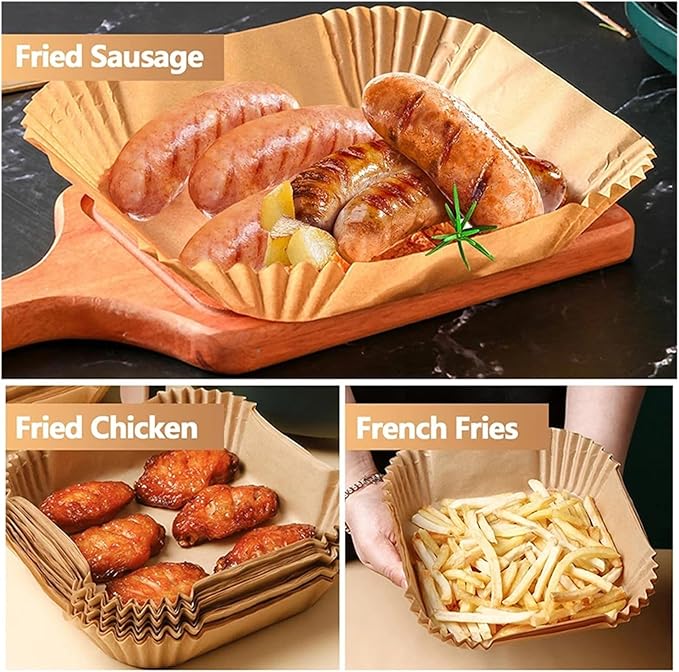Large Air Fryer Disposable Paper Liners Nonstick 23cm Oven Airfryer Parchment Baking Paper ，Compatible For Ninja，Compatible For COSORI ，Grill Cooking Basket(20cm round,100 Pcs)
