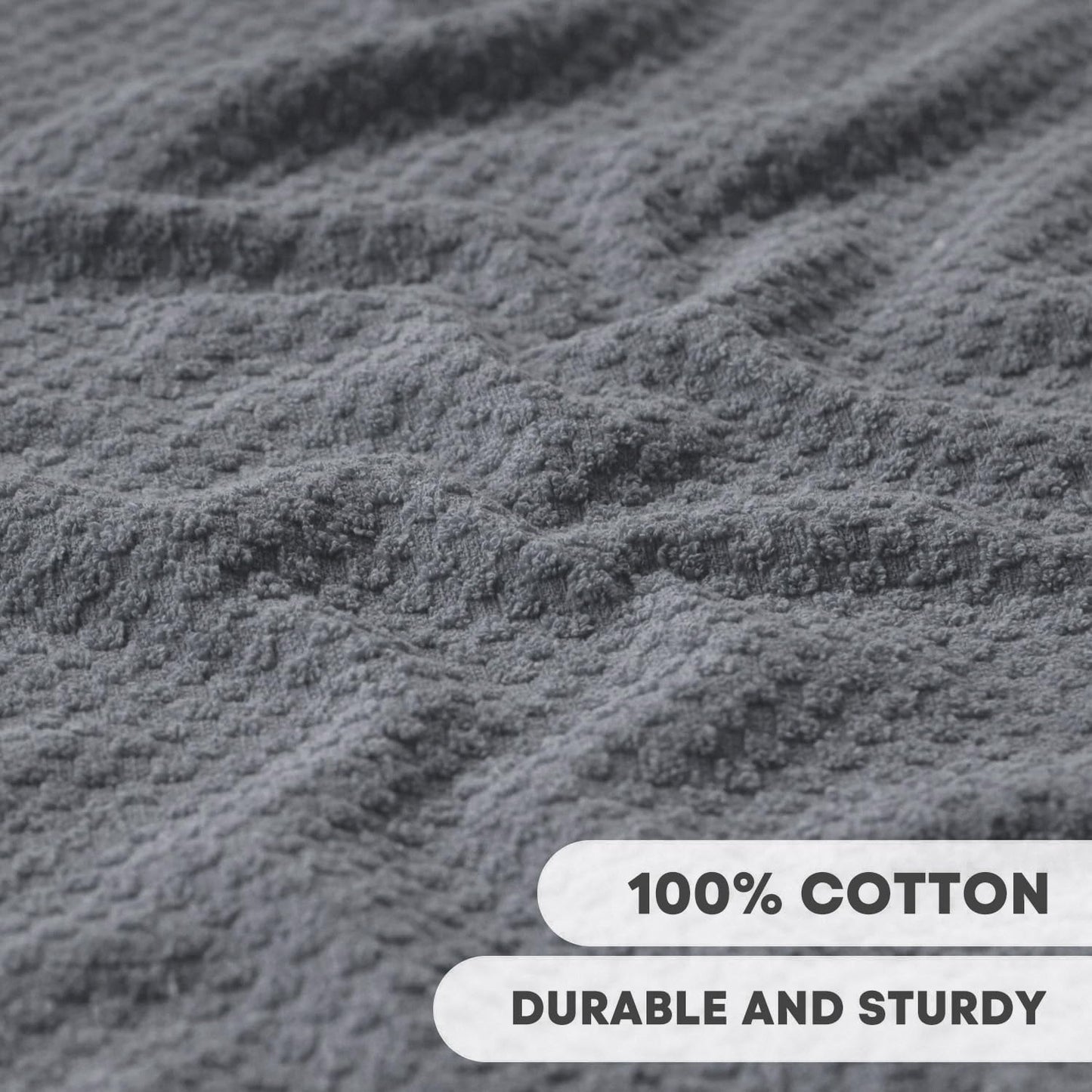 Artoid Mode Ring Spun Cotton Grey Dishcloth Kitchen Towels, 12x12 Inch Ultra Soft Absorbent Quick Drying Household Cleaning Kitchen Rags Set of 6