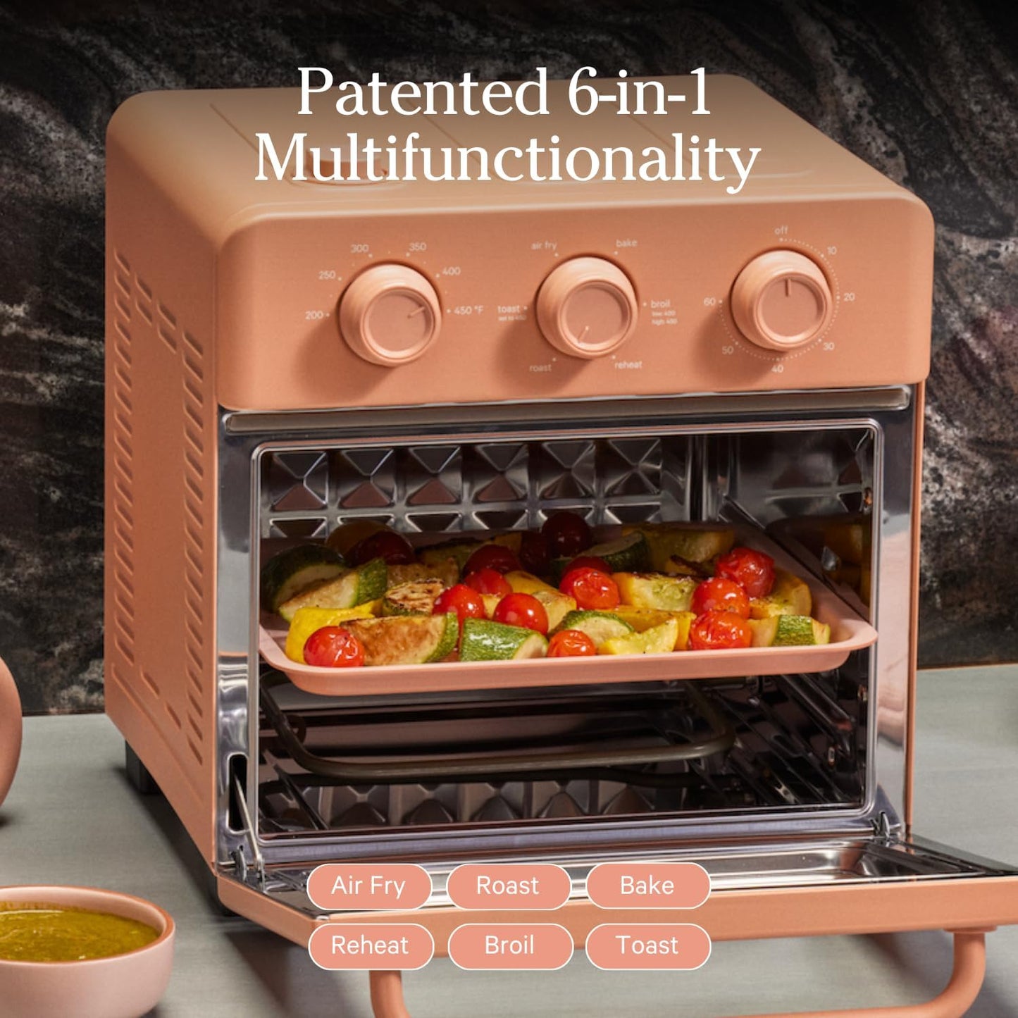 Our Place Wonder Oven | 6-in-1 Air Fryer & Toaster Oven with Steam Infusion | Compact, Countertop Friendly, Fast Preheat, Multifunctional | Air Fry, Toast, Roast, Bake, Reheat & Broil | Spice