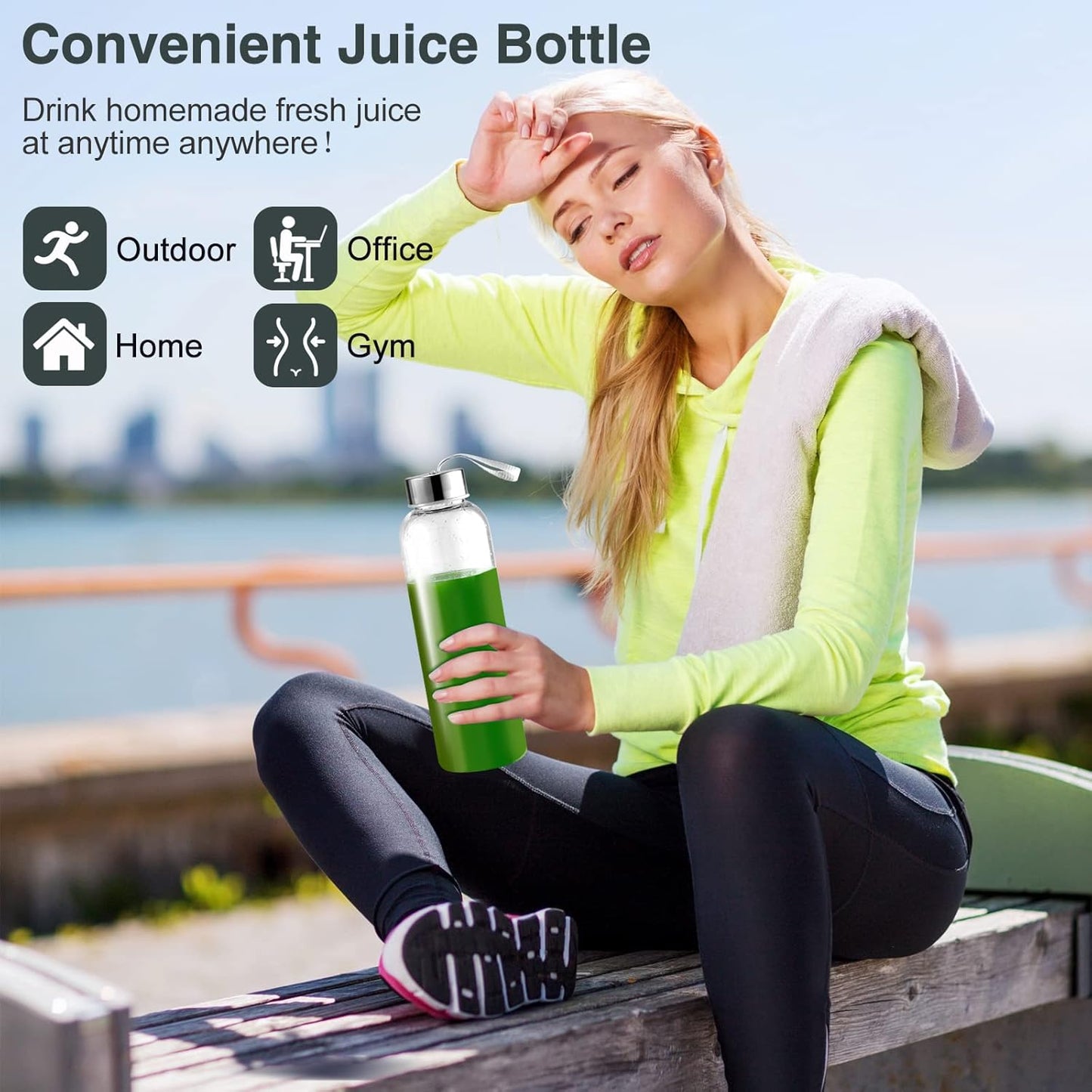 Juicer Machines, AMZCHEF Slow Cold Press Juicer with 2 Speed Modes, Travel bottles(500ML),Easy to Clean Brush & Quiet Motor for Vegetables & Fruits,Matte Black