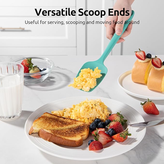 U-Taste Silicone Baking Spatula Set: 600ºF High Heat Resistant, Food Grade Flexible Rubber Kitchen Cooking Mixing Scraper, Food Grade Seamless Utensil for Nonstick Cookware Set of 3 (Multicolors)
