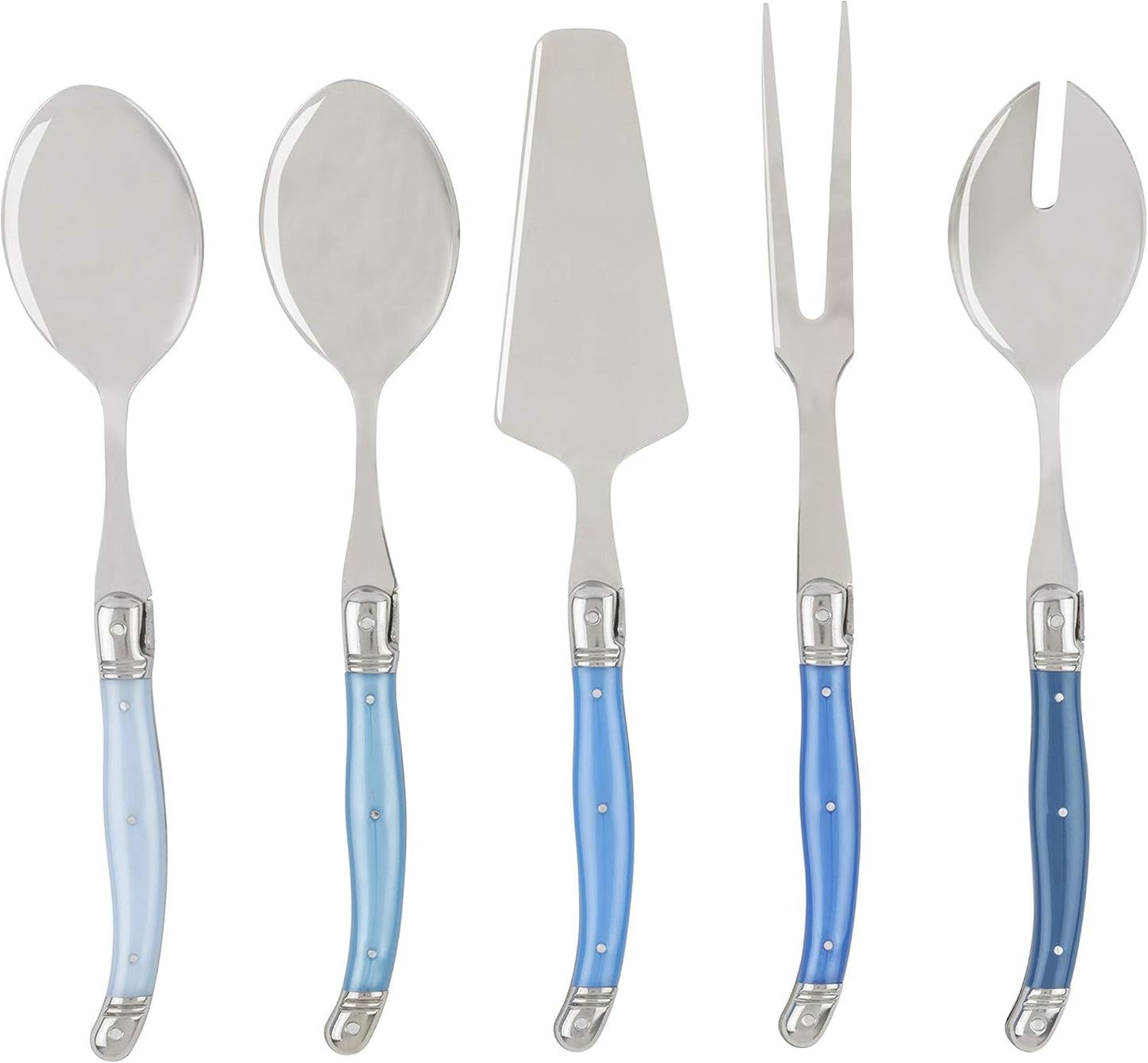 Laguiole French Home Hostess Set 5-Piece Serving Utensils Set with Slotted Spoon, Spatula, Fork, and 2 Spoons Elegant and Versatile Flatware Set