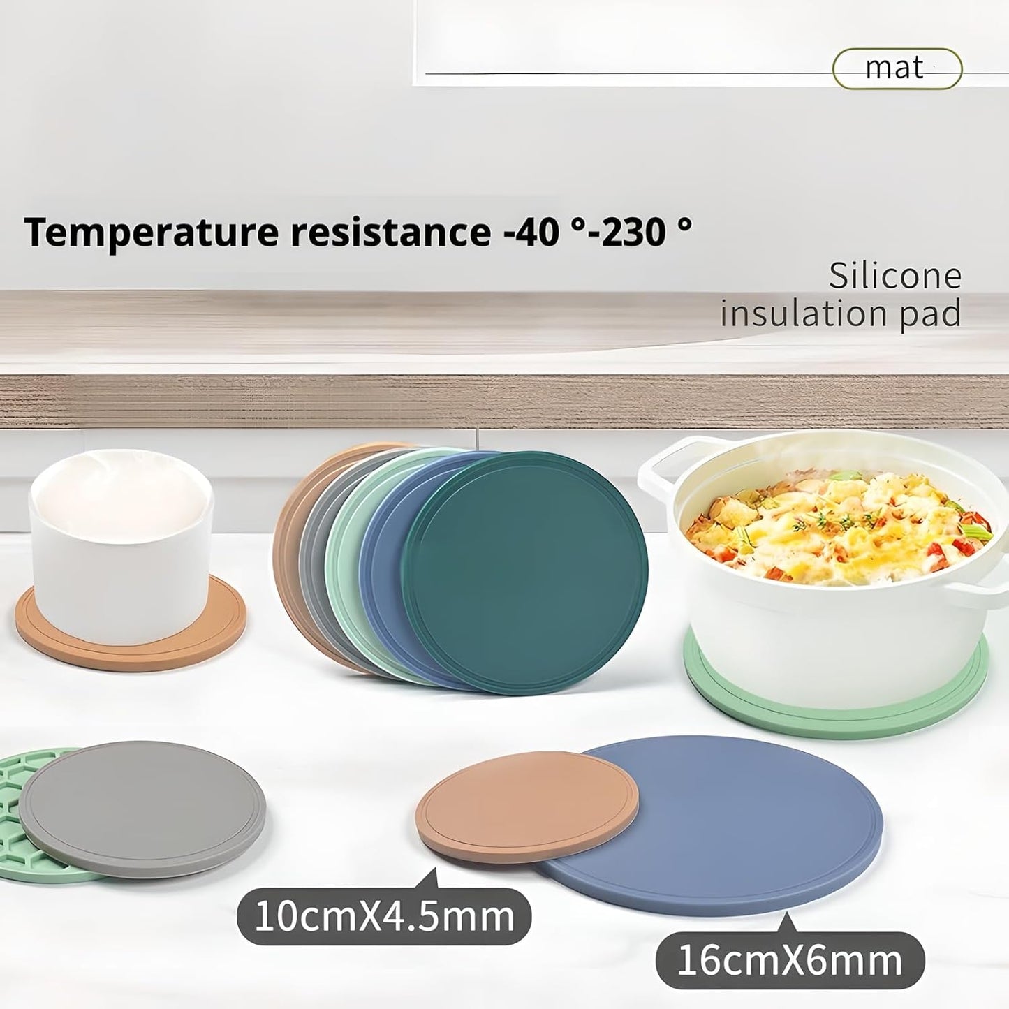 5-Piece Silicone Coasters Set with Holder - 3.9“ Non-Slip & Anti-Overflow Design for Hot/Cold Drinks | Thickened Kitchen & Living Room Decor, Housewarming Gifts for Men (Coffee, Beer, All Cup Types)