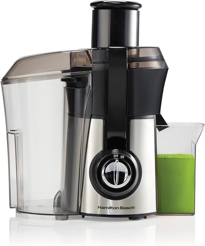 Hamilton Beach Juicer Machine, Big Mouth 3” Feed Chute for Whole Fruits and Vegetables, Easy to Clean, Centrifugal Extractor, Vegetable & Fruit Juicer, BPA Free, 800W Motor, Stainless Steel