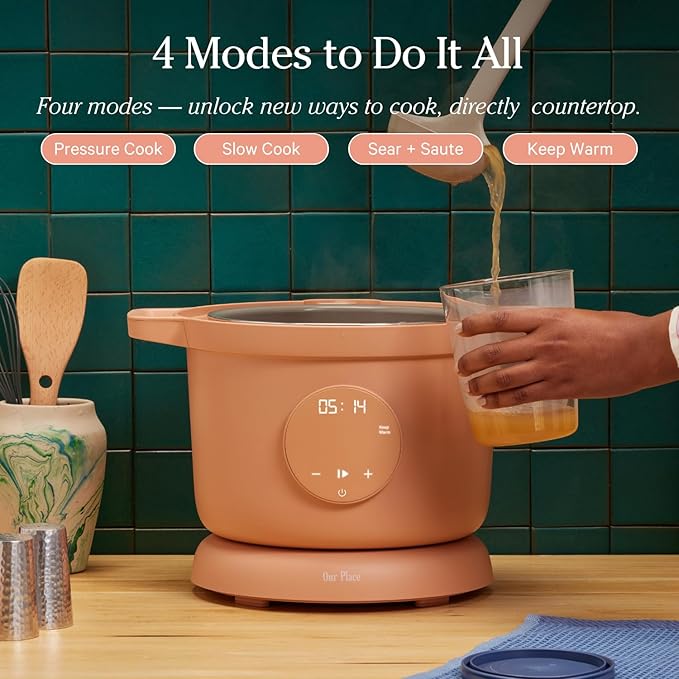 Our Place Dream Cooker | 6-quart Multicooker | 4 Versatile Modes | Pressure Cook, Slow Cook, Sear & Saute, Keep Warm | Hands-Free Steam Release | Tailored Control Panel | Spice