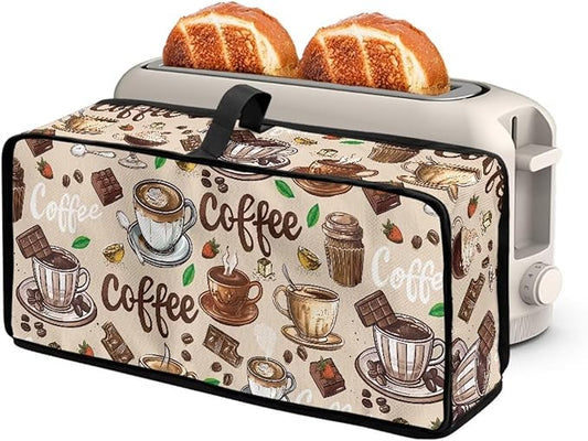 Coffee Toaster Cover 2 Slice Beige Cover for 2 Slice Slim Toaster, Easy to Fold and Carry Water-Resistant Dust Covers for Kitchen Appliances, Machine Washable