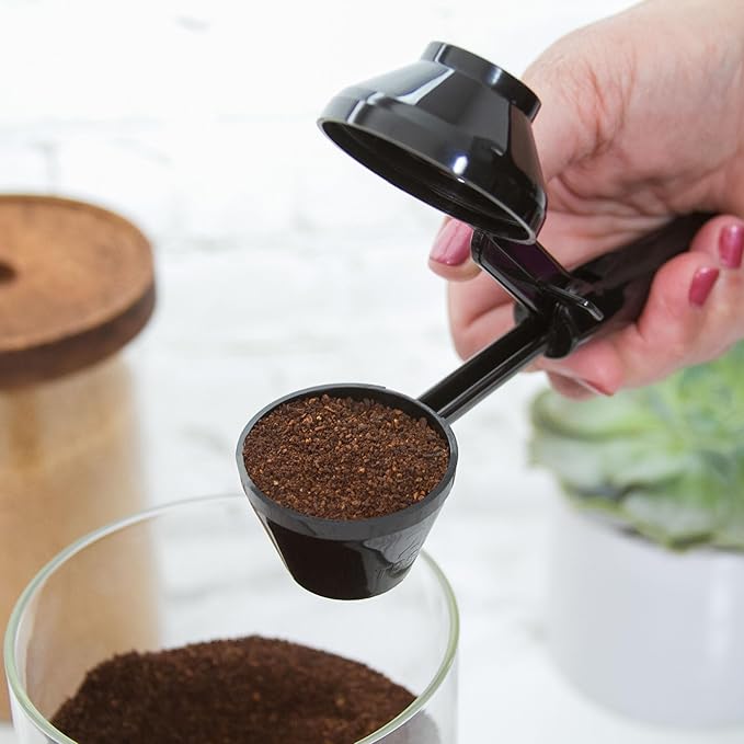 Perfect Pod EZ-Scoop Coffee Scooper & Funnel for Reusable K Cup Refillable Coffee Pods, 2 Tablespoon Capacity Black