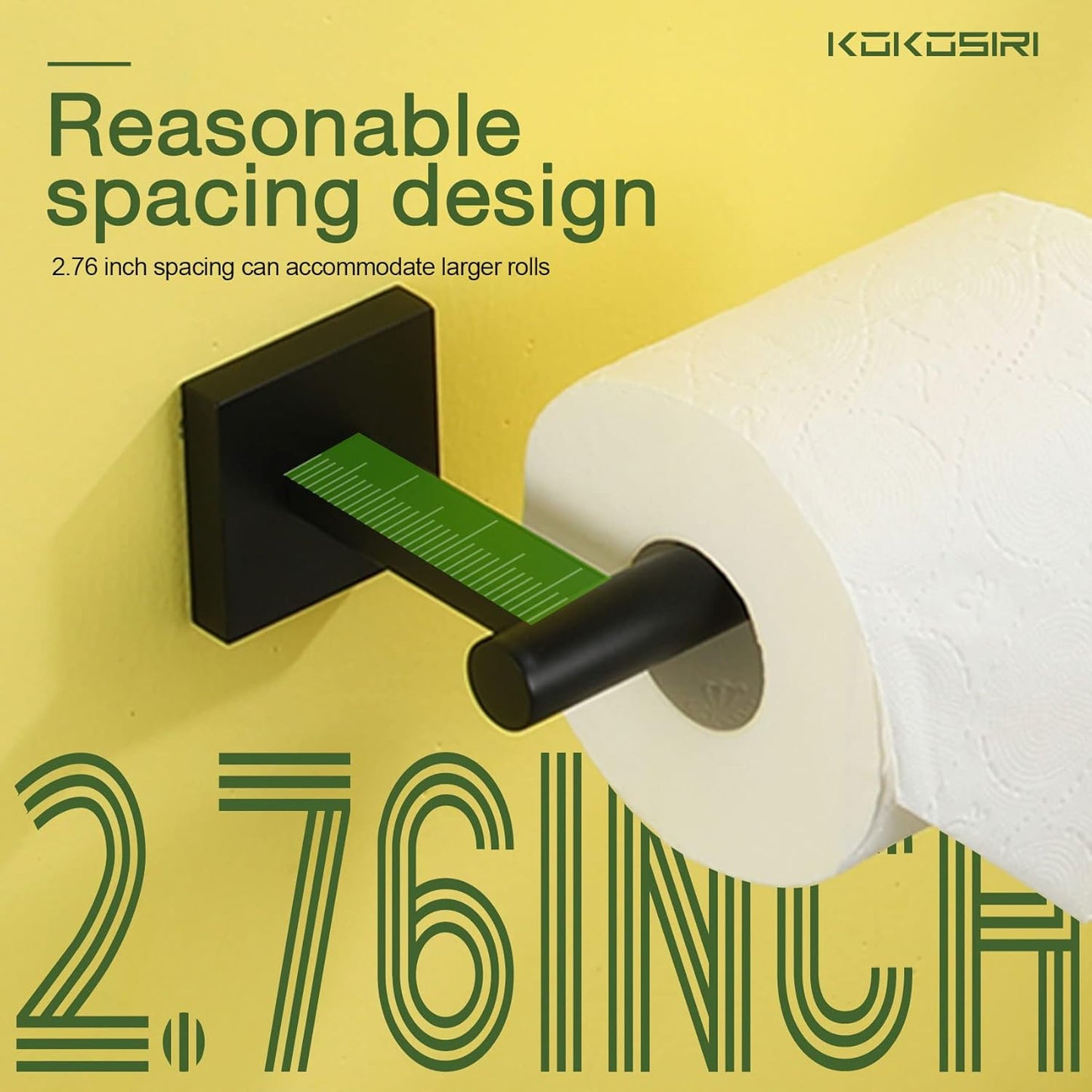KOKOSIRI Toilet Paper Holder for Bathroom Toilet Roll Holder Hold Mega Rolls Matte Black Stainless Steel B2005BK