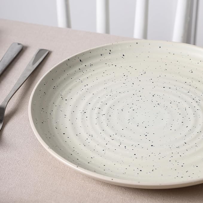 Stone Lain Dua 4-Piece Dinner Plate Set Stoneware, White