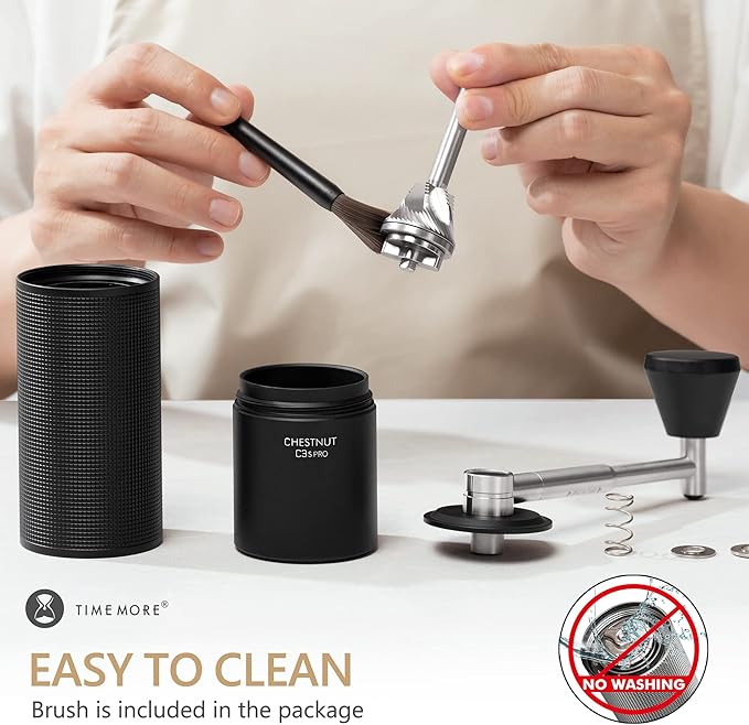 TIMEMORE Chestnut C3S PRO Manual Coffee Grinder, Stainless Steel S2C Conical Burr Coffee Grinder, Hand Coffee Grinder with Foldable Handle, Adjustable Grind Setting for Espresso to French Press, Black