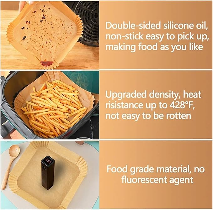 Large Air Fryer Disposable Paper Liners Nonstick 23cm Oven Airfryer Parchment Baking Paper ，Compatible For Ninja，Compatible For COSORI ，Grill Cooking Basket(16cm round,200 Pcs)